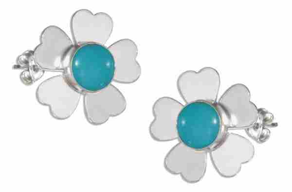 Turquoise Earrings on Sterling Silver Turquoise Earrings