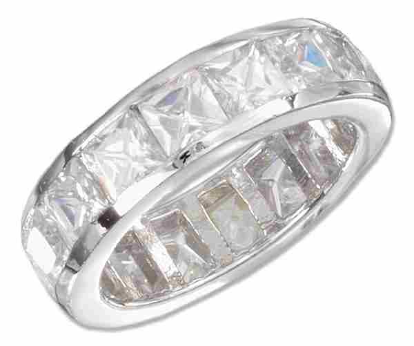 Princess Cut Channel Set Cubic Zirconia Eternity Band Ring Princess Cut Channel Set Cubic Zirconia Eternity Band Ring