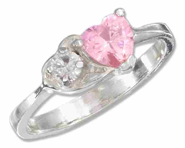 Pink Ice Heart Cubic Zirconia In Open Heart Ring Pink Ice Heart Cubic Zirconia In Open Heart Ring
