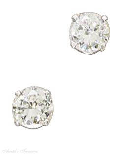 Cubic Zirconia Stud Earrings 6mm - Click Image to Close