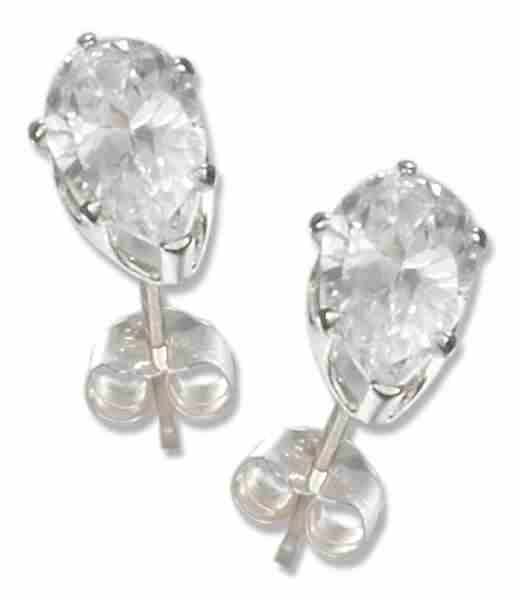 6mm Long Pear Shaped Cubic Zirconia Stud Earrings 6mm Long Pear Shaped Cubic Zirconia Stud Earrings