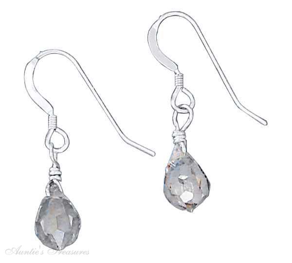 6x10mm Faceted Champagne Crystal Teardrop Dangle Earrings