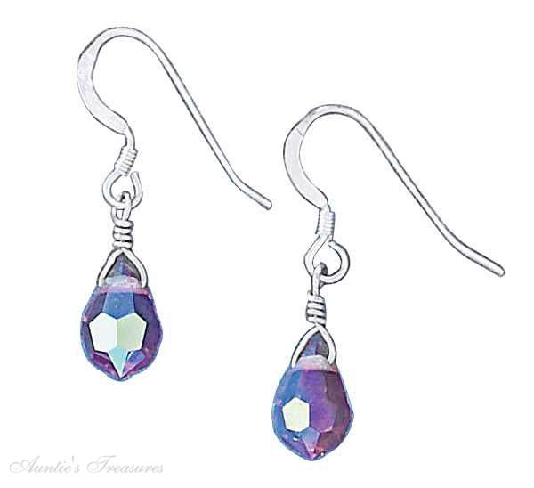 6x10mm Light Purple Aurora Borealis Teardrop Dangle Earrings 6x10mm Light Purple Aurora Borealis Teardrop Dangle Earrings