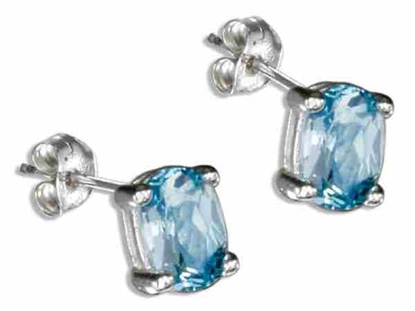 Oval Blue Topaz Stud Earrings Oval Blue Topaz Stud Earrings