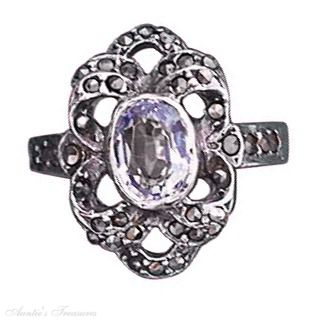 Blue Topaz Marcasite Ribbon Loops Ring Blue Topaz Marcasite Ribbon Loops Ring