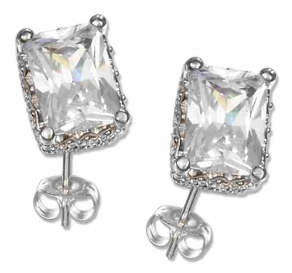Princess Cut Cubic Zirconia Stud Earrings Basket Setting Princess Cut Cubic Zirconia Stud Earrings Basket Setting