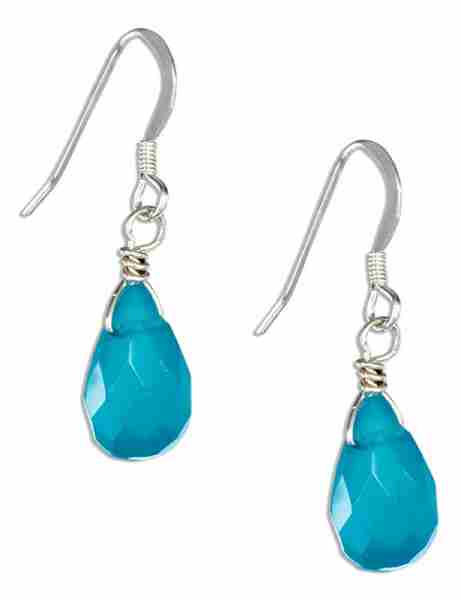 Imitation Blue Chalcedony Briolette Earrings Imitation Blue Chalcedony Briolette Earrings