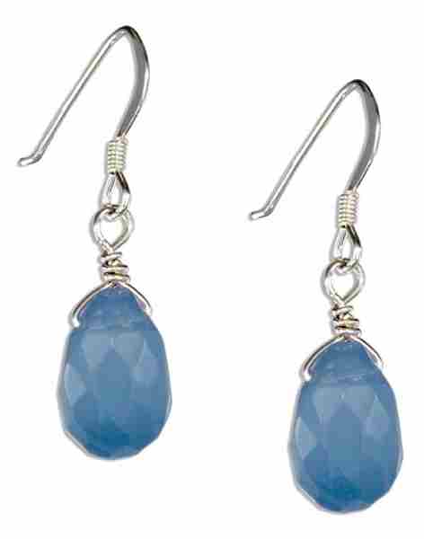 Imitation Lite Blue Chalcedony Briolette Earrings Imitation Lite Blue Chalcedony Briolette Earrings