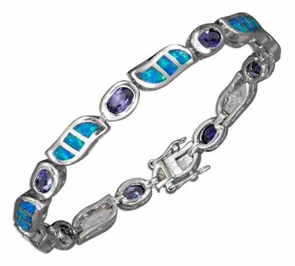 Imitation Tanzanite Oval Imitation Blue Opal Bracelet