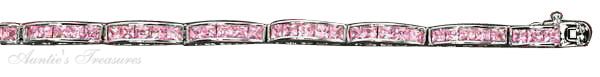 Channel Set Dome Link Tennis Bracelet Pink Cubic Zirconia