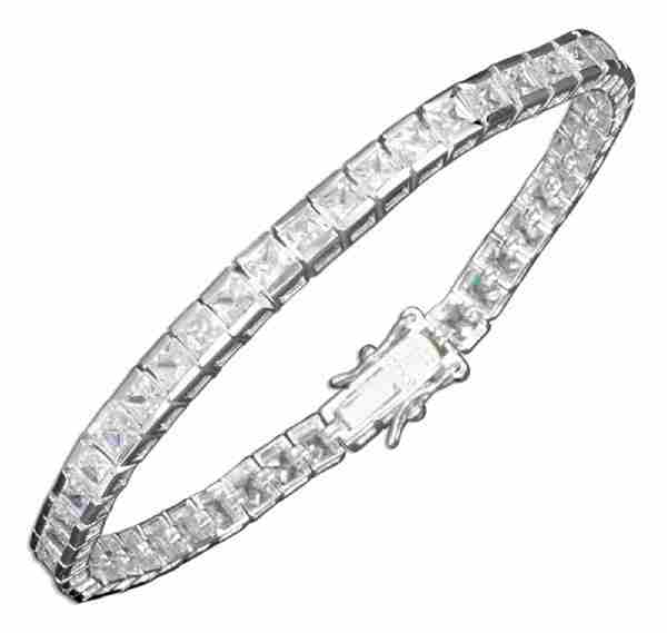 Princess Cut Channel Set Cubic Zirconia Tennis Bracelet