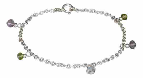 Blue Topaz Peridot Amethyst Chip Dangling Bracelet Blue Topaz Peridot Amethyst Chip Dangling Bracelet