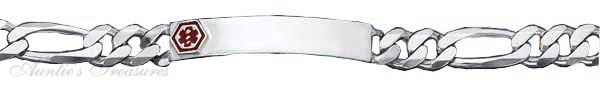 Medical ID Bracelet Figaro Chain Bracelet 220 7 Inch