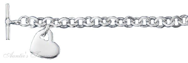 Flat Rolo 160 Heart Tag Toggle Bracelet - Click Image to Close