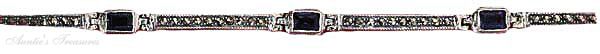 Marcasite Bar Synthetic Amethyst Link Bracelet