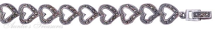 Marcasite Open Heart Link Bracelet