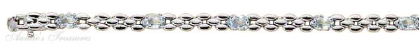 Narrow Stampato Seven Blue Topaz Stones Bracelet