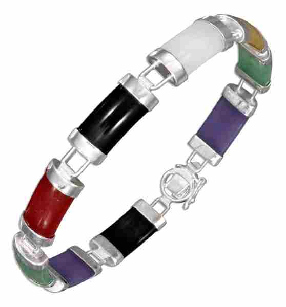 Nine Multicolored Jade Stones Bracelet