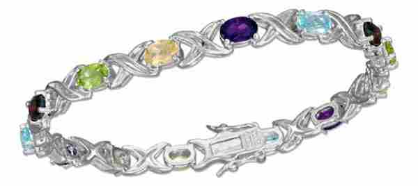 Garnet Blue Topaz Citrine Amethyst Peridot "x" Bracelet Garnet Blue Topaz Citrine Amethyst Peridot "x" Bracelet