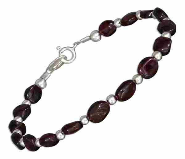 Polished Garnet Stone Bracelet 3mm Spacers Polished Garnet Stone Bracelet 3mm Spacers