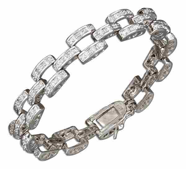 Three Row Cubic Zirconia Stampato Bracelet