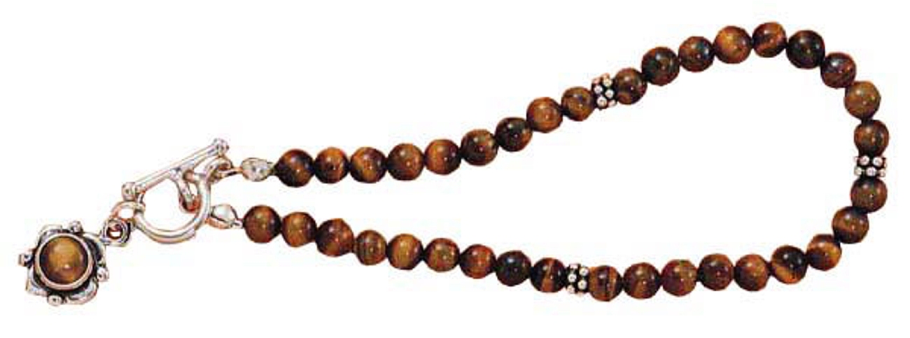 Tigereye Beads Spacer Beads Flower Toggle Bracelet Tigereye Beads Spacer Beads Flower Toggle Bracelet