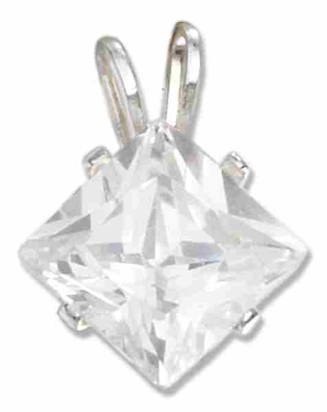 Diamond Shaped Cubic Zirconia Pendant - Click Image to Close
