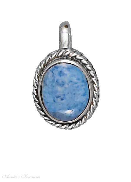 Oval Denim Lapis Pendant Roped Border