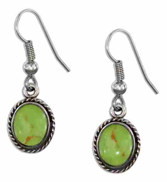 Oval Gaspeite Earrings Roped Border
