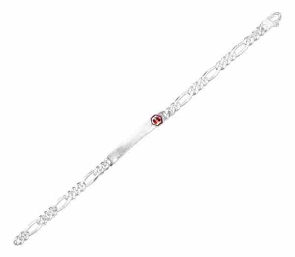 Medical ID Bracelet Figaro Chain Bracelet 150 8 Inch