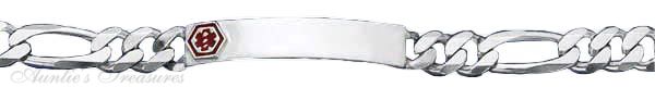 Medical ID Bracelet Figaro Chain Bracelet 220 8 Inch