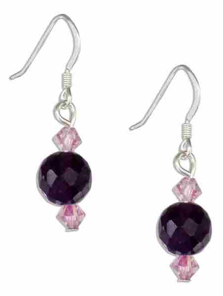 Faceted Amethyst Ball Earrings Purple Austrian Crystals Faceted Amethyst Ball Earrings Purple Austrian Crystals