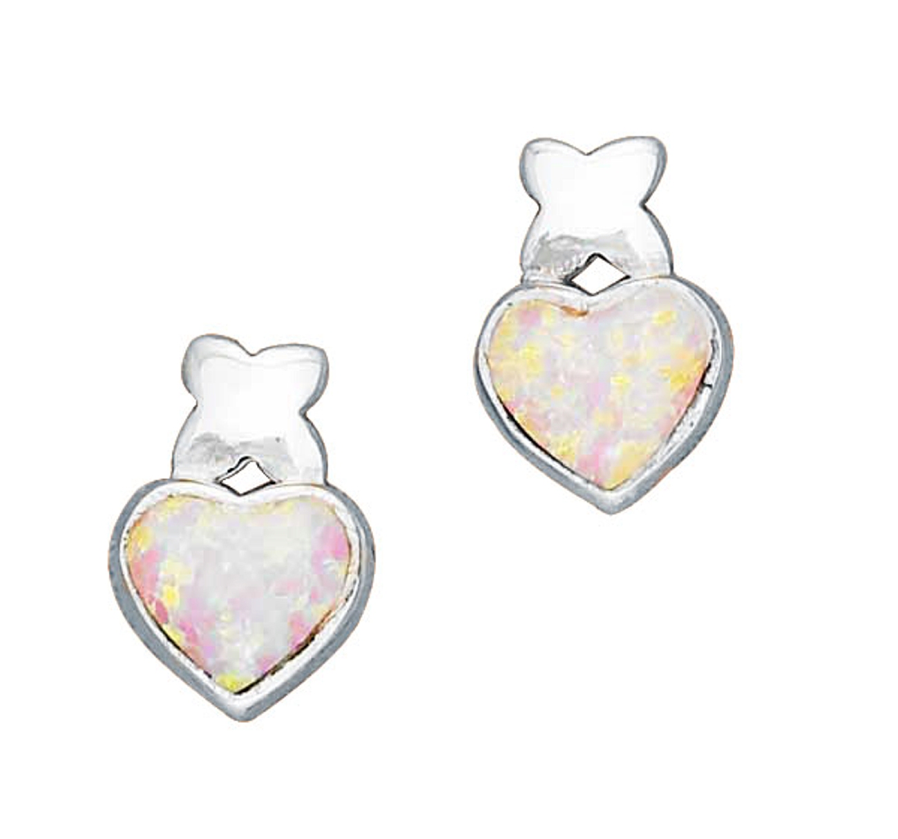 Imitation Pink Opal Heart Kiss Post Earrings Imitation Pink Opal Heart Kiss Post Earrings