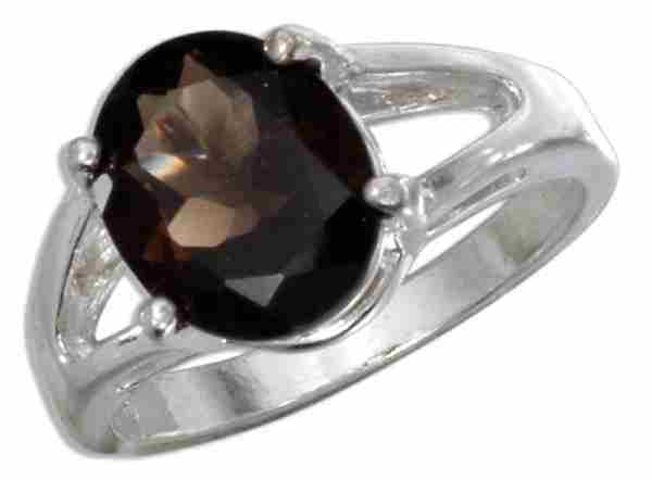 Solitaire Oval Smokey Quartz Ring