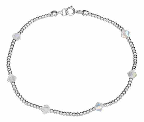 9" Beaded With Aurora Borealis Crystals Anklet Ankle Bracelet 9" Beaded With Aurora Borealis Crystals Anklet Ankle Bracelet