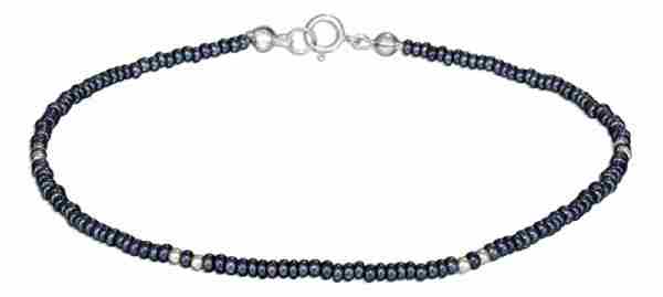 9" Beaded Ankle Bracelet Gray Pony Beads 9" Beaded Ankle Bracelet Gray Pony Beads