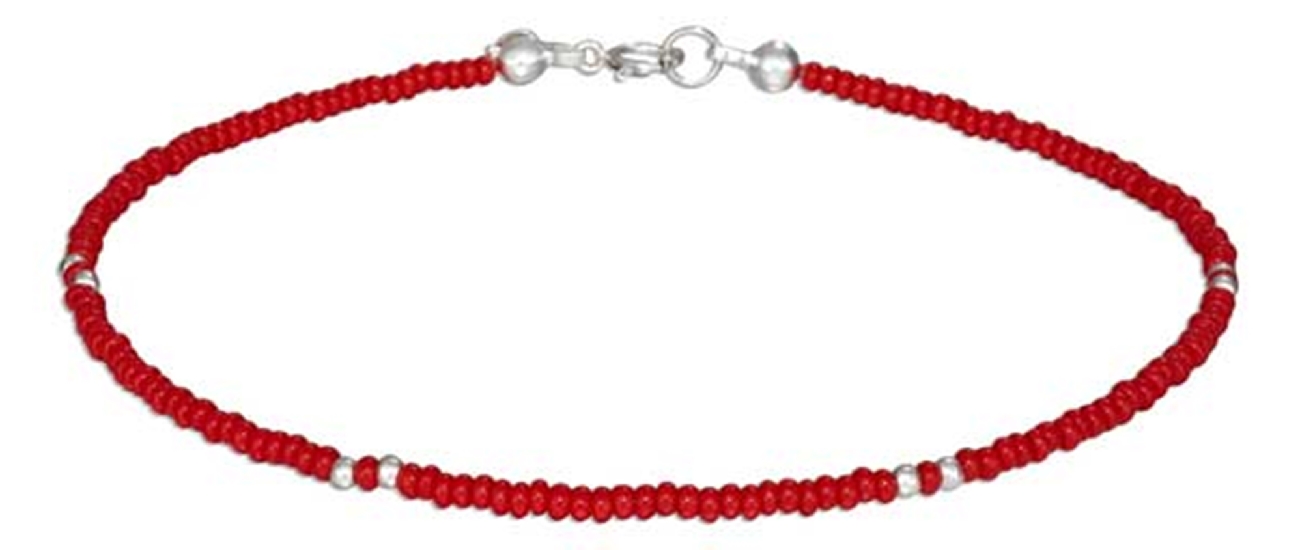 9" Red Pony Bead Ankle Bracelet 9" Red Pony Bead Ankle Bracelet