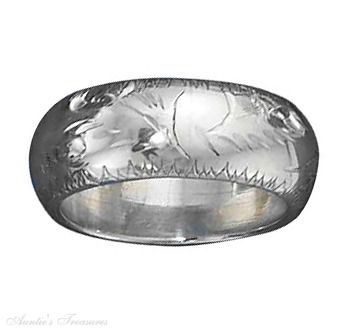 Unisex Etched Wedding Band Ring 9mm