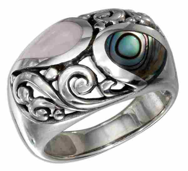Abalone Paua Shell Mother Of Pearl Dome Ring