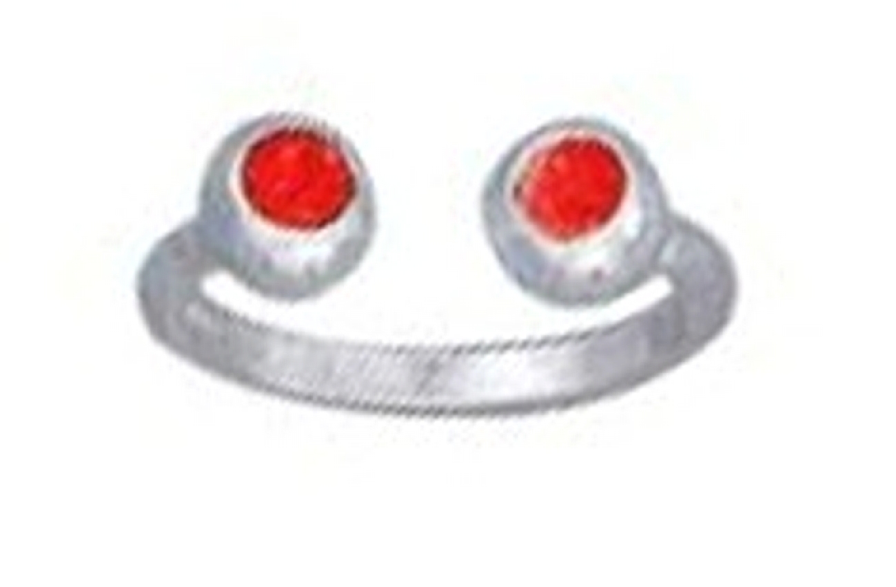 Red Crystal Ball Ends Bypass Wrap Toe Ring Red Crystal Ball Ends Bypass Wrap Toe Ring