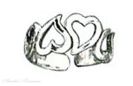 Alternating Open Hearts Love Toe Ring - Click Image to Close