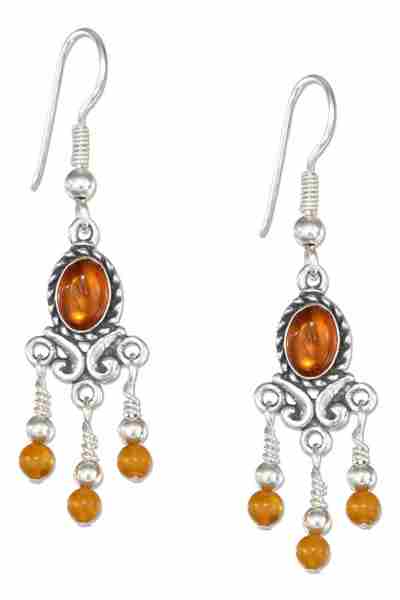 Honey Cognac Amber Chandelier Earrings Honey Cognac Amber Chandelier Earrings