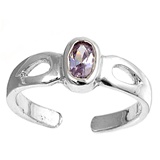 Amethyst Colored Cubic Zirconia Stone Adjustable Toe Ring