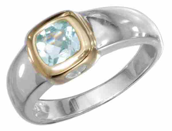 Solitaire Princess Cut Blue Topaz Ring