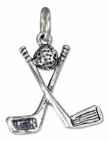 3D Two Golf Clubs And Golf Ball Charm 3D Two Golf Clubs And Golf Ball Charm