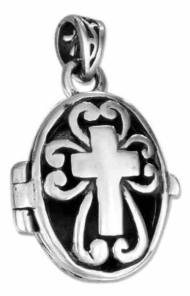 Oval Cross Locket Pendant