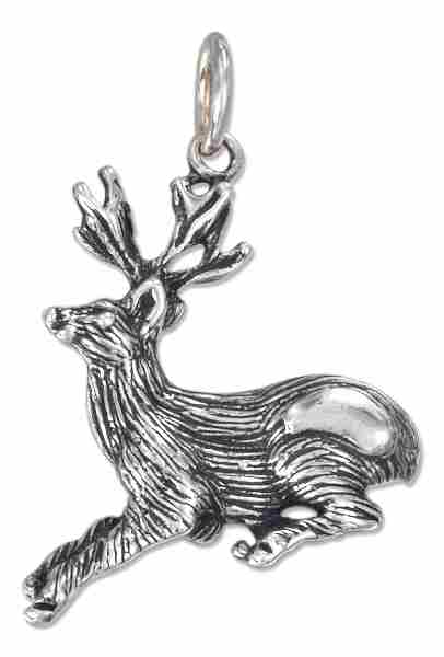 Detailed Jumping Large Antlered Big Buck Deer Charm