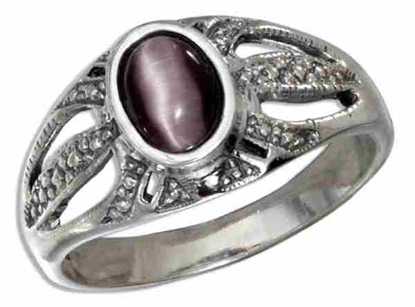 Oval Purple Cateye Ring Oval Purple Cateye Ring