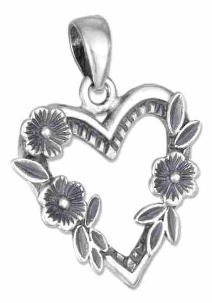 Open Heart Three Flowers On Edge Charm