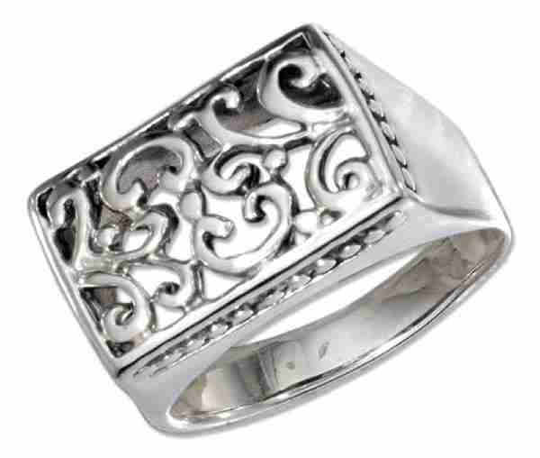 Filigree Ring Beaded Border Filigree Ring Beaded Border